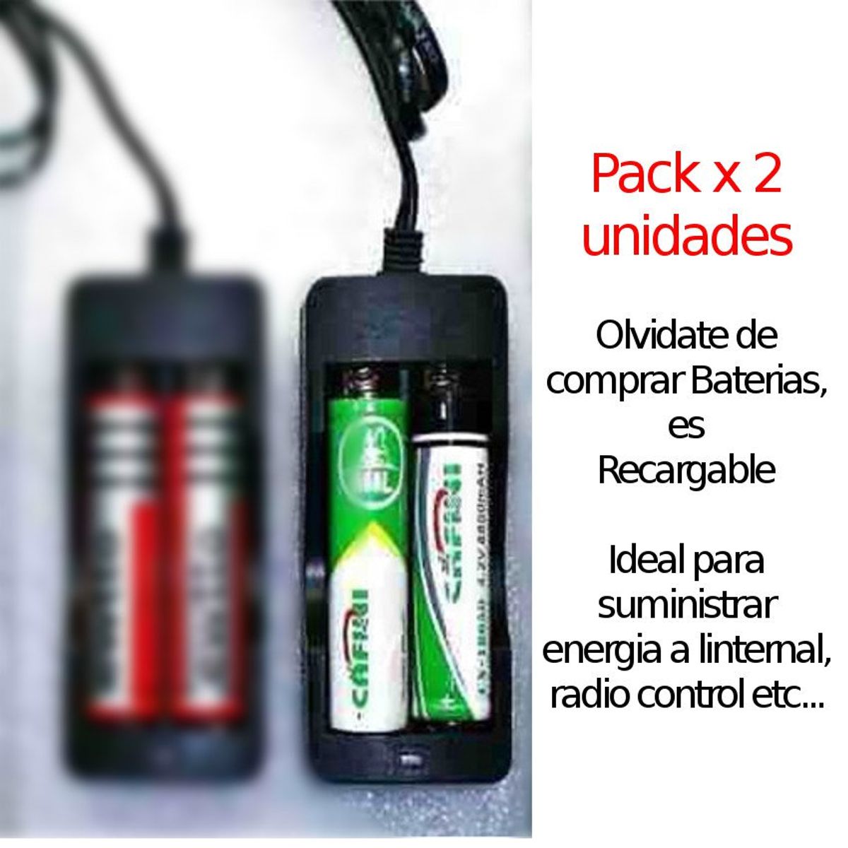 GENERICO - 1 baterias pilas litio recargable li ion cafini 18650