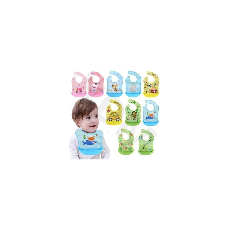 OEM - Babero silicona bebé impermeable bolsillo atrapa comida - celeste