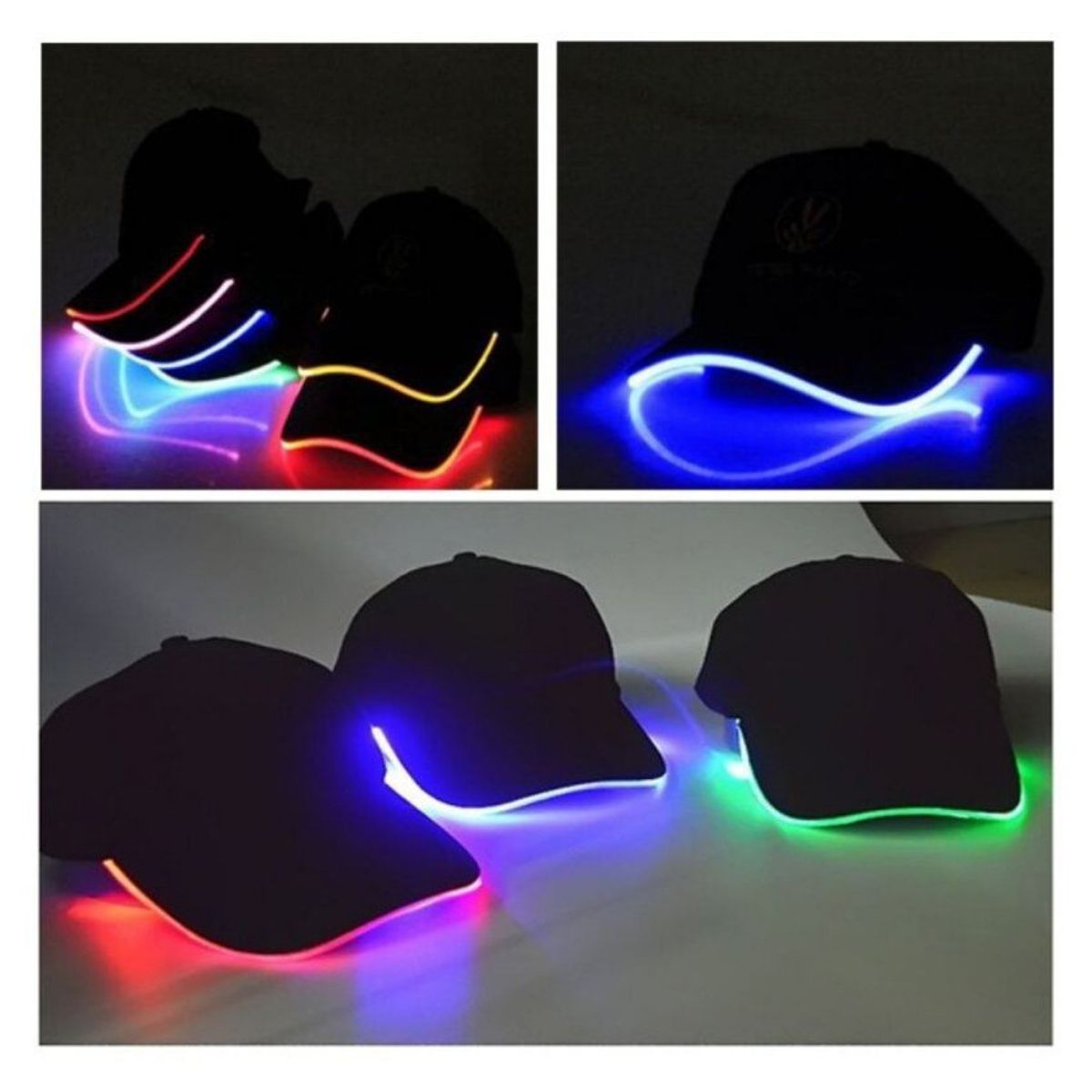 GENERICO - Gorrascon luz led gorros ajustables brillantes perfectos para fiesta