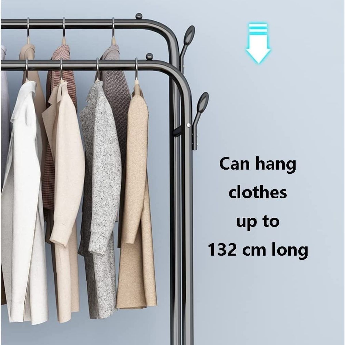 GENERICO - Organizador Ropa Doble con Estantes De 2 Niveles con Ruedas PREMIUM