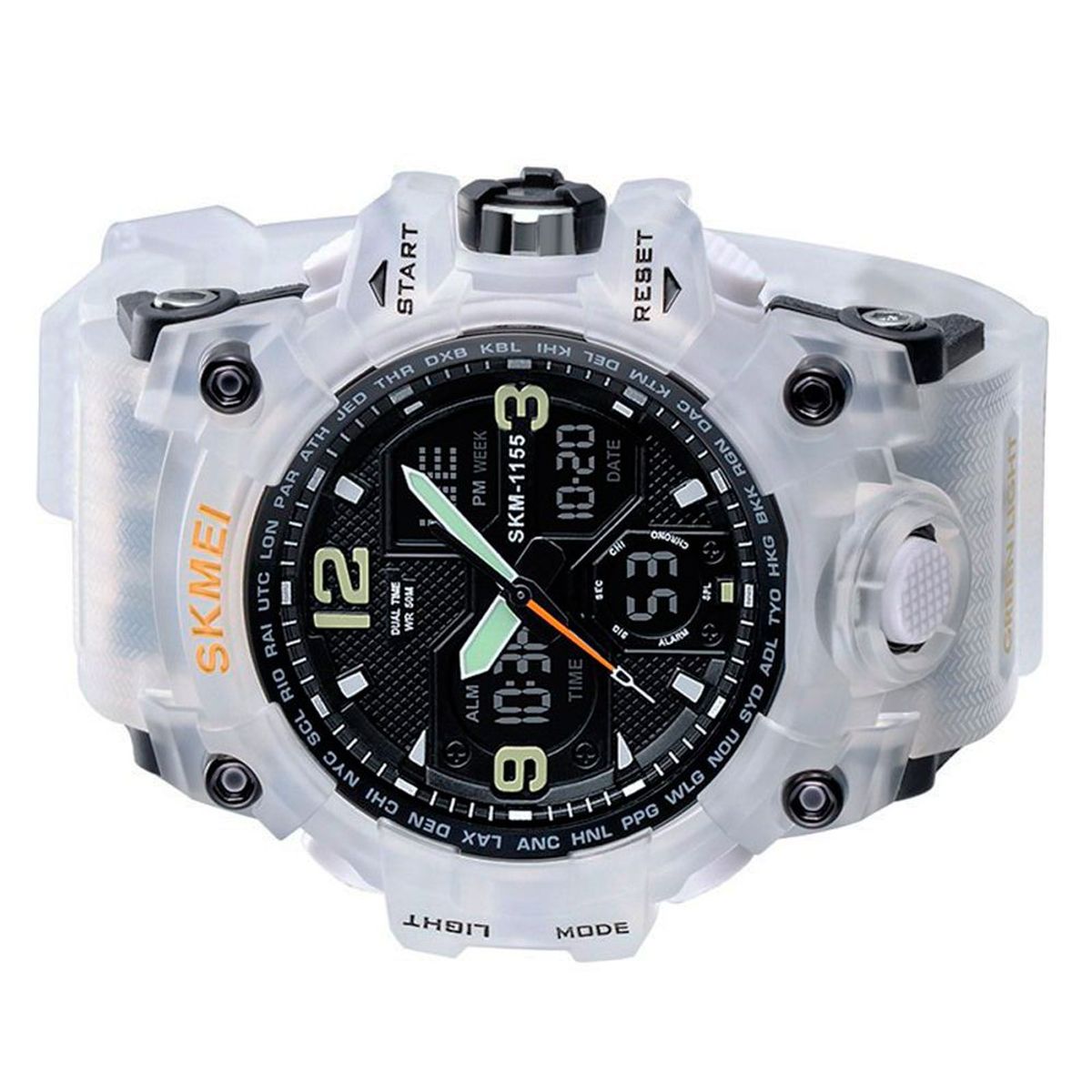 SKMEI - Reloj SKMEI Ice 1155B Hibrido Multifunción Militar - Blanco