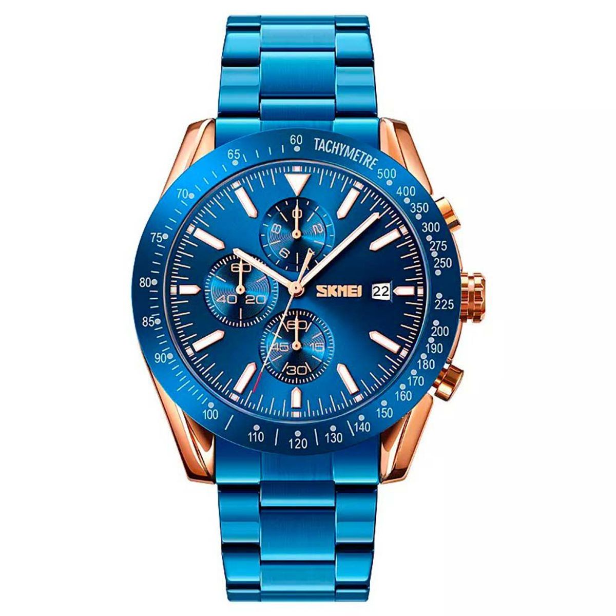 SKMEI - Reloj SKMEI Cronos 9253 Analógico Cronómetro Fechador - Azul Oro