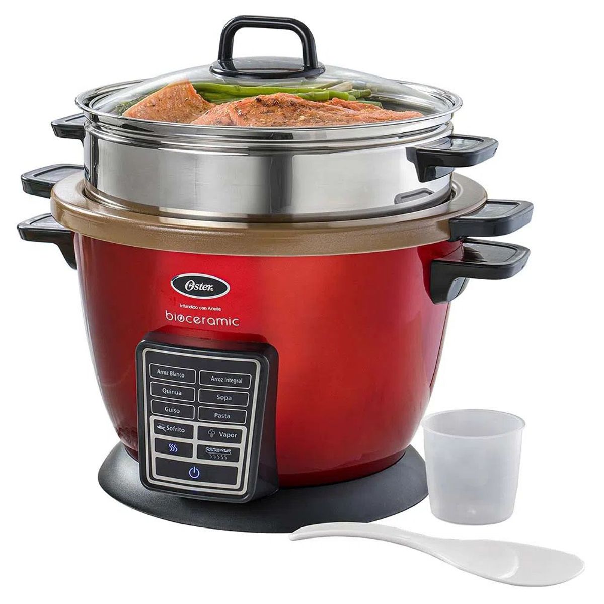 OSTER - Arrocera multifunción 10 en 1 Oster con Bioceramic CKSTRC9030R Roja