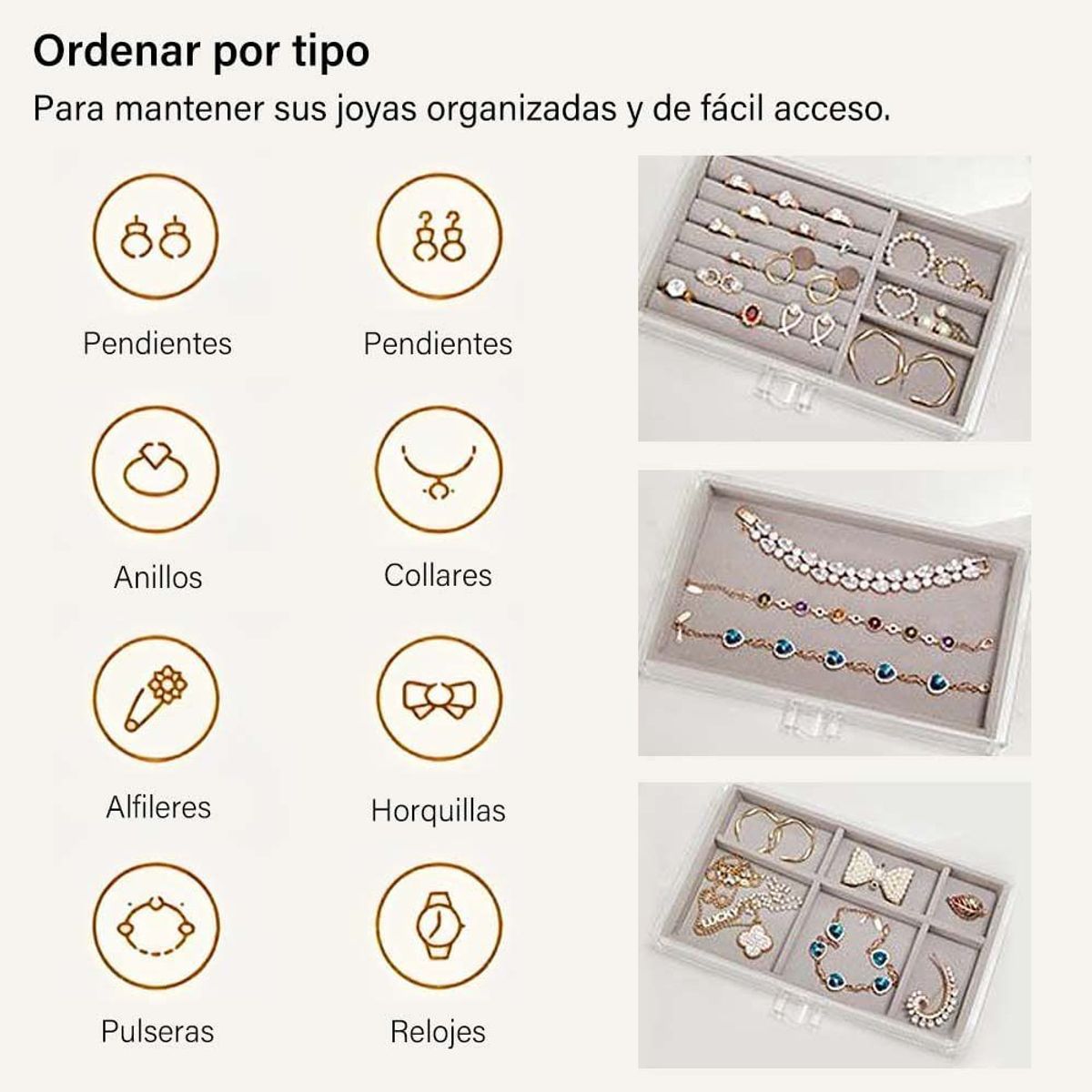 OEM - Organizador de joyas de tres capas cajón transparente