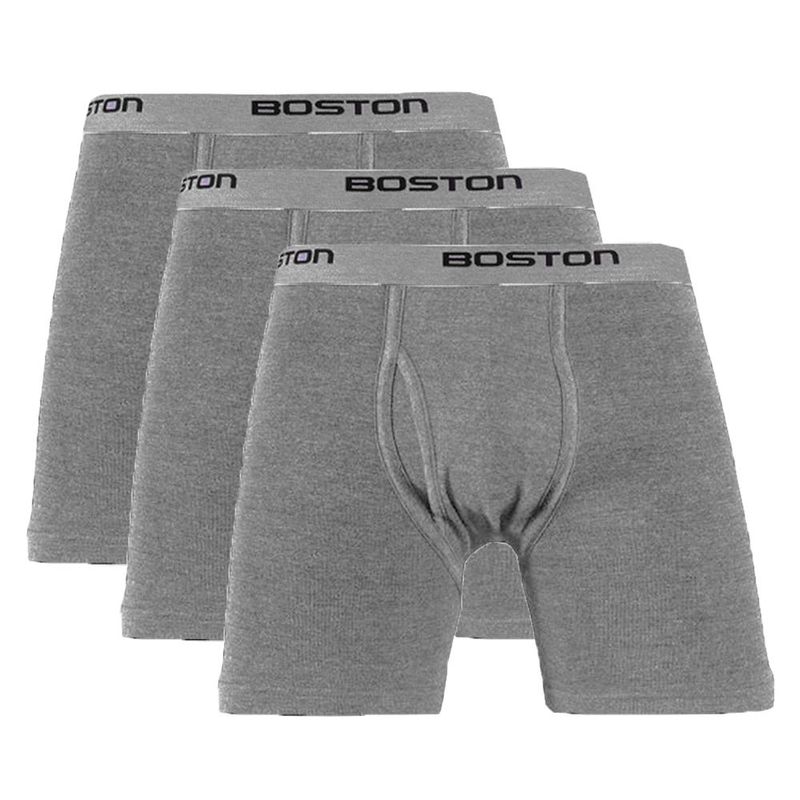 BOSTON - Pack x3 Bóxer Largo Boston Plomo Claro