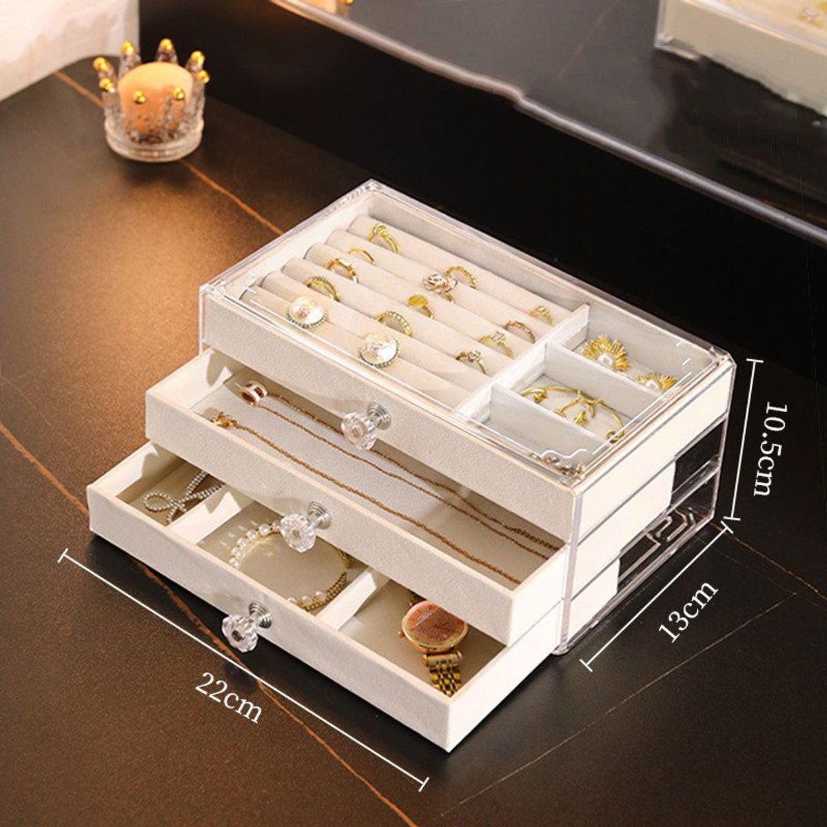OEM - Organizador Acrílico para Joyas, Joyero Transparente con 3 Cajones