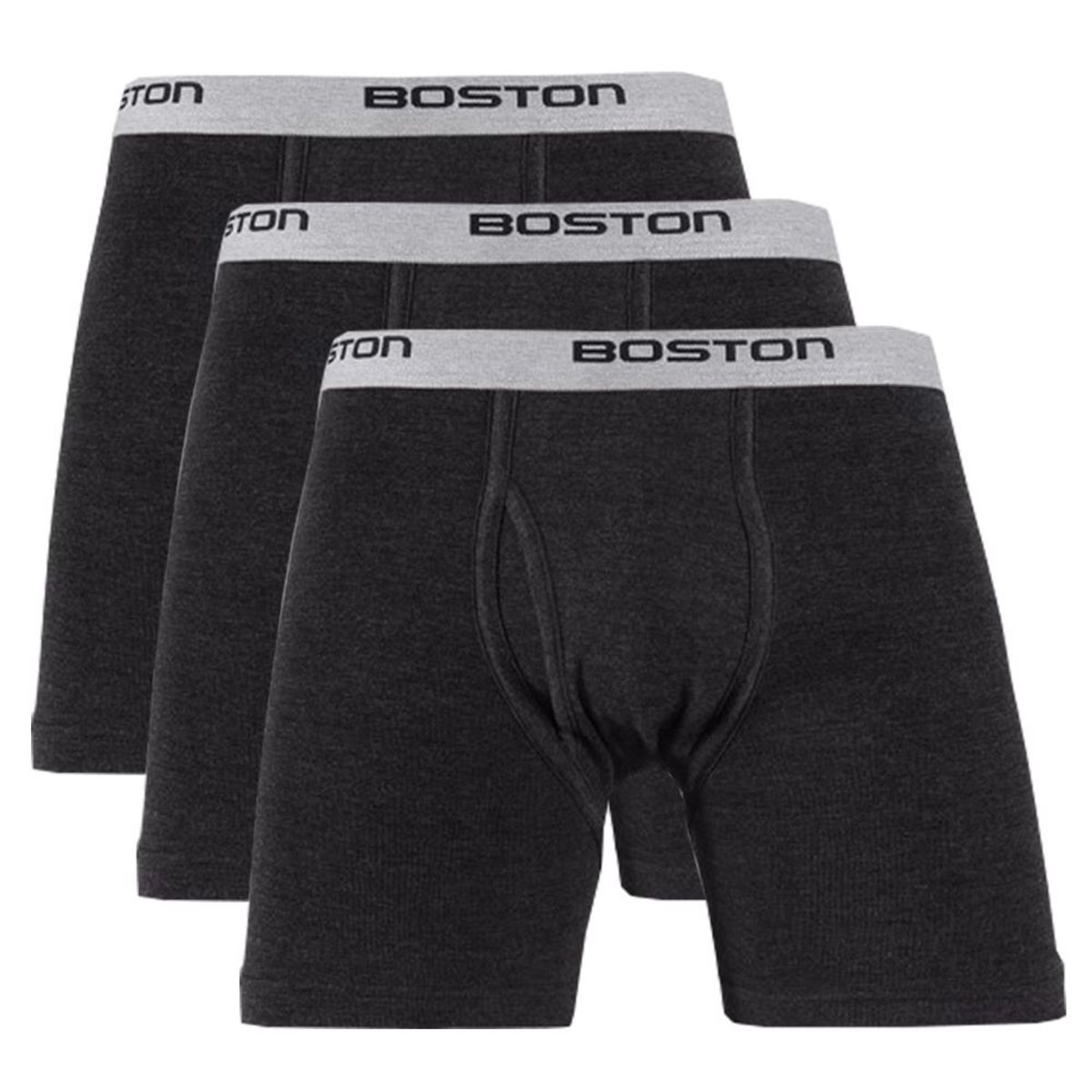 BOSTON - Pack x3 Bóxer Largo Plomo Oscuro
