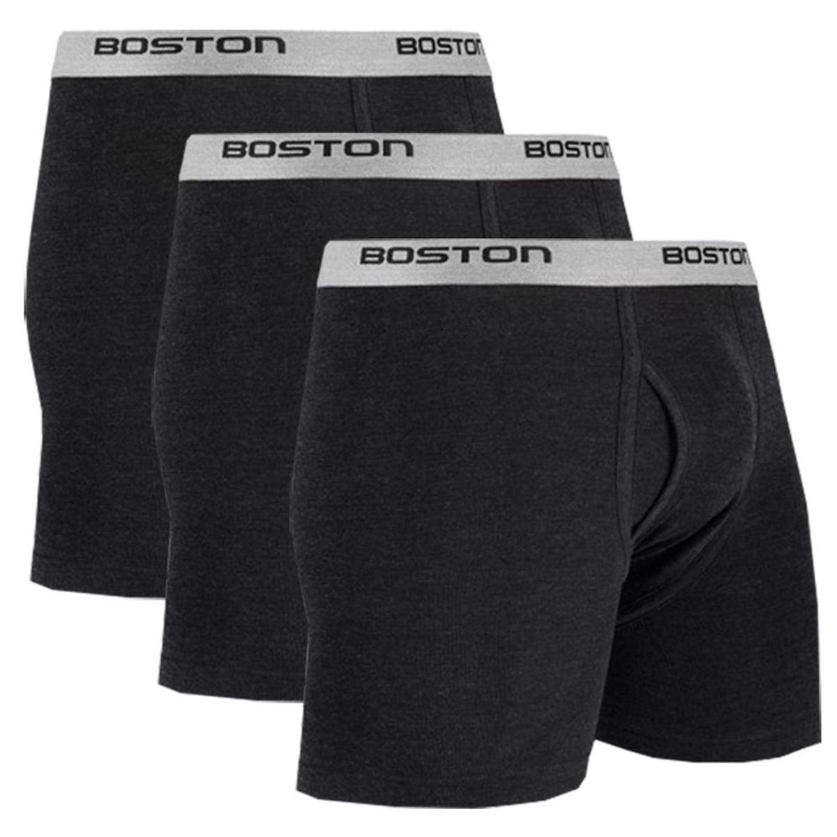 BOSTON - Pack x3 Bóxer Largo Plomo Oscuro
