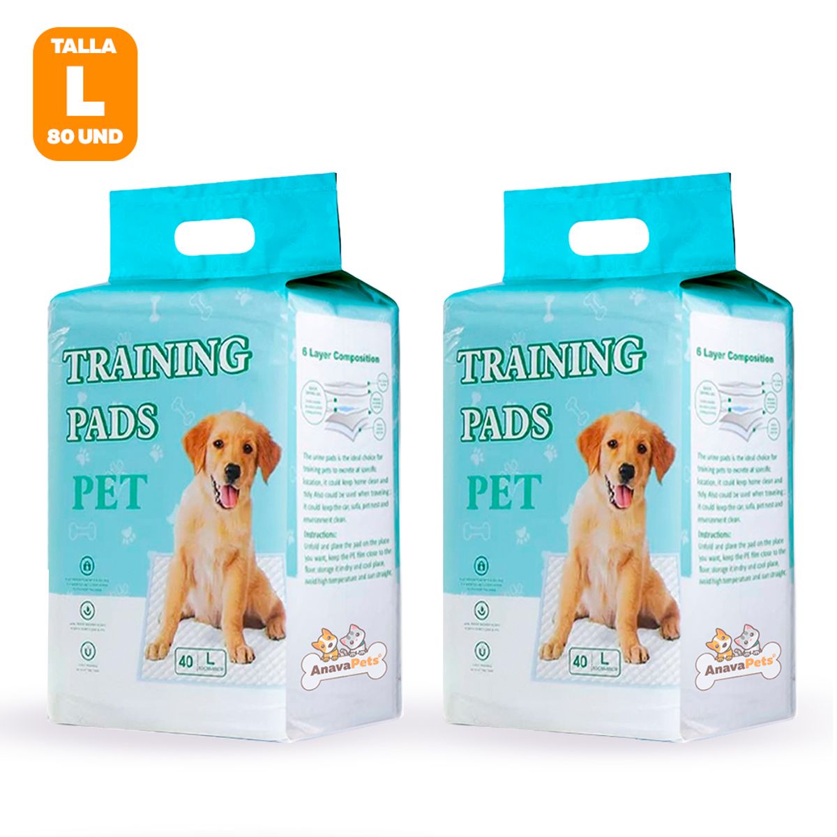 GENERICO - Pañales de Piso Absorbentes Desechables 2 unidades L