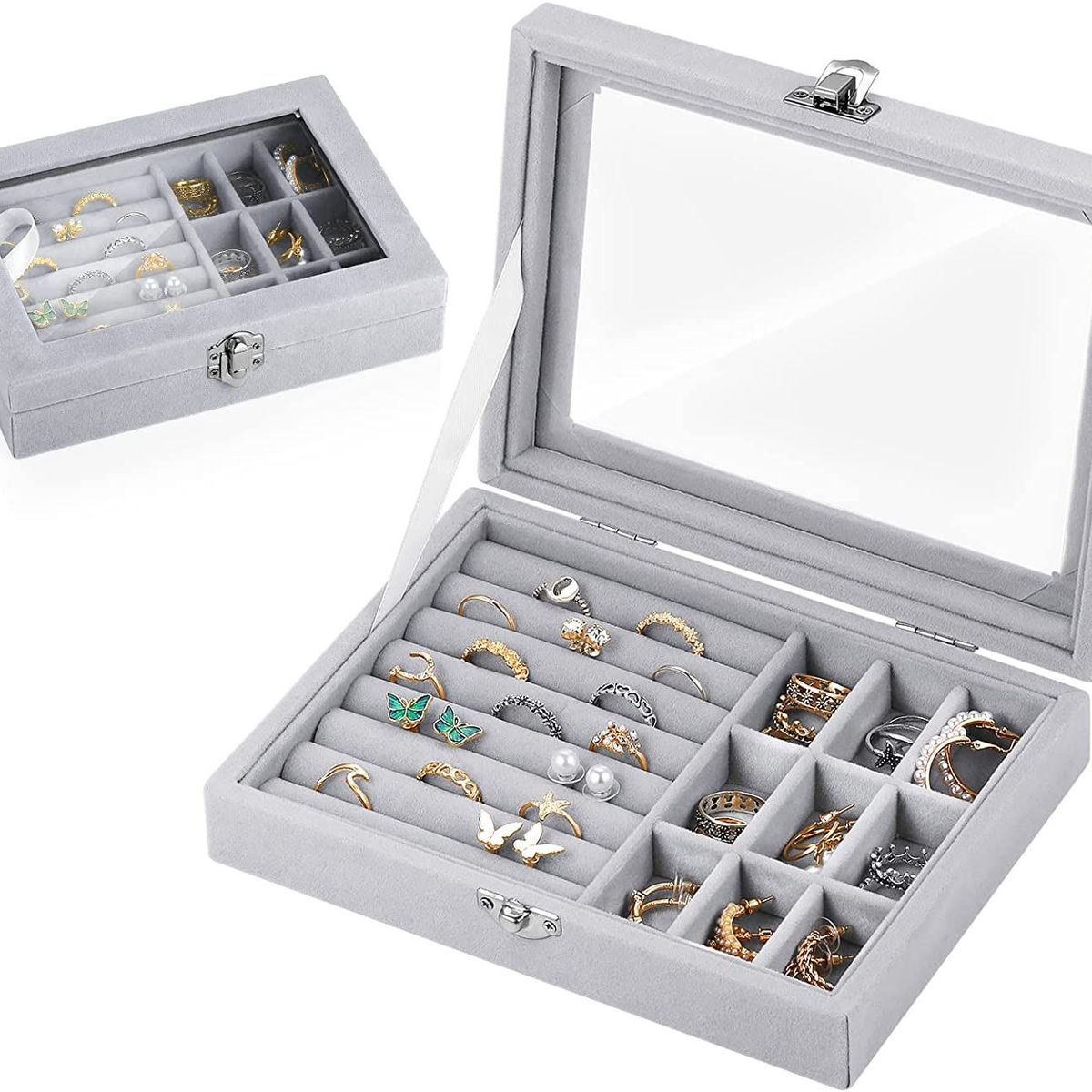 OEM - Joyero Organizador de Joyas Cofre para Anillos Aretes Pulseras