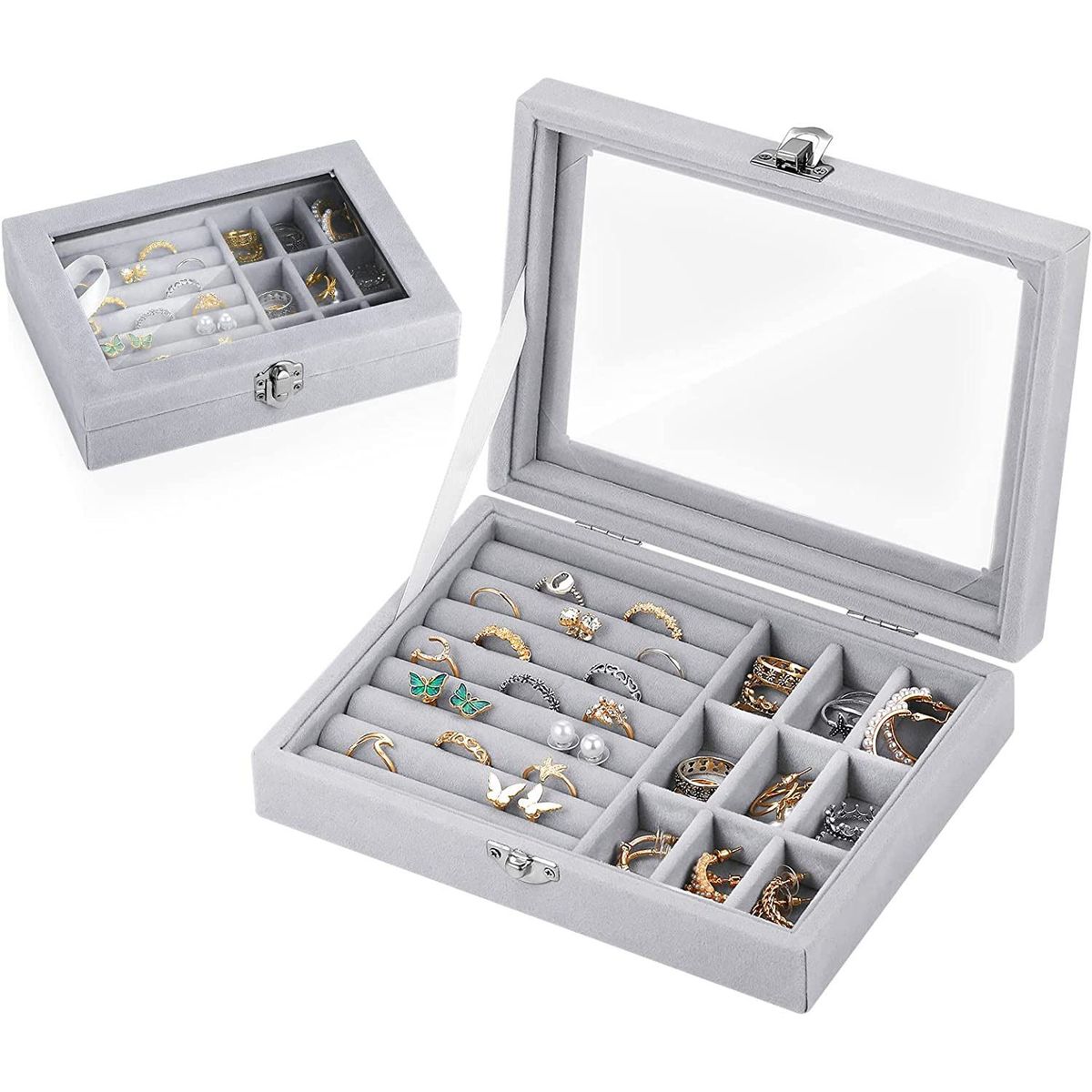 OEM - Joyero Organizador de Joyas Cofre para Anillos Aretes Pulseras