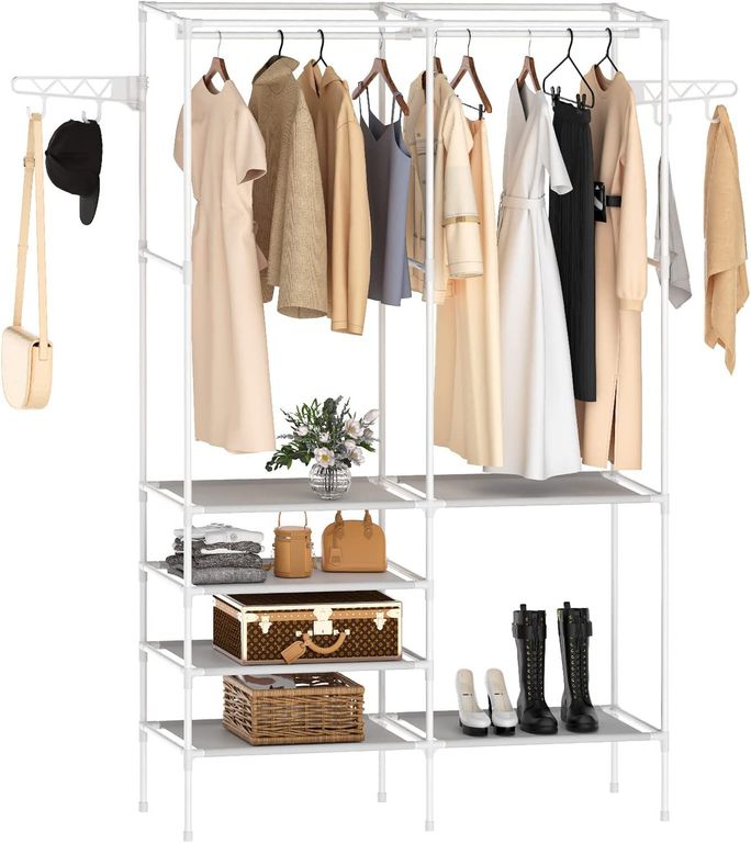 Ropero Perchero Organizador Armario Closet Armable 2 Cuerpos Blanco ...