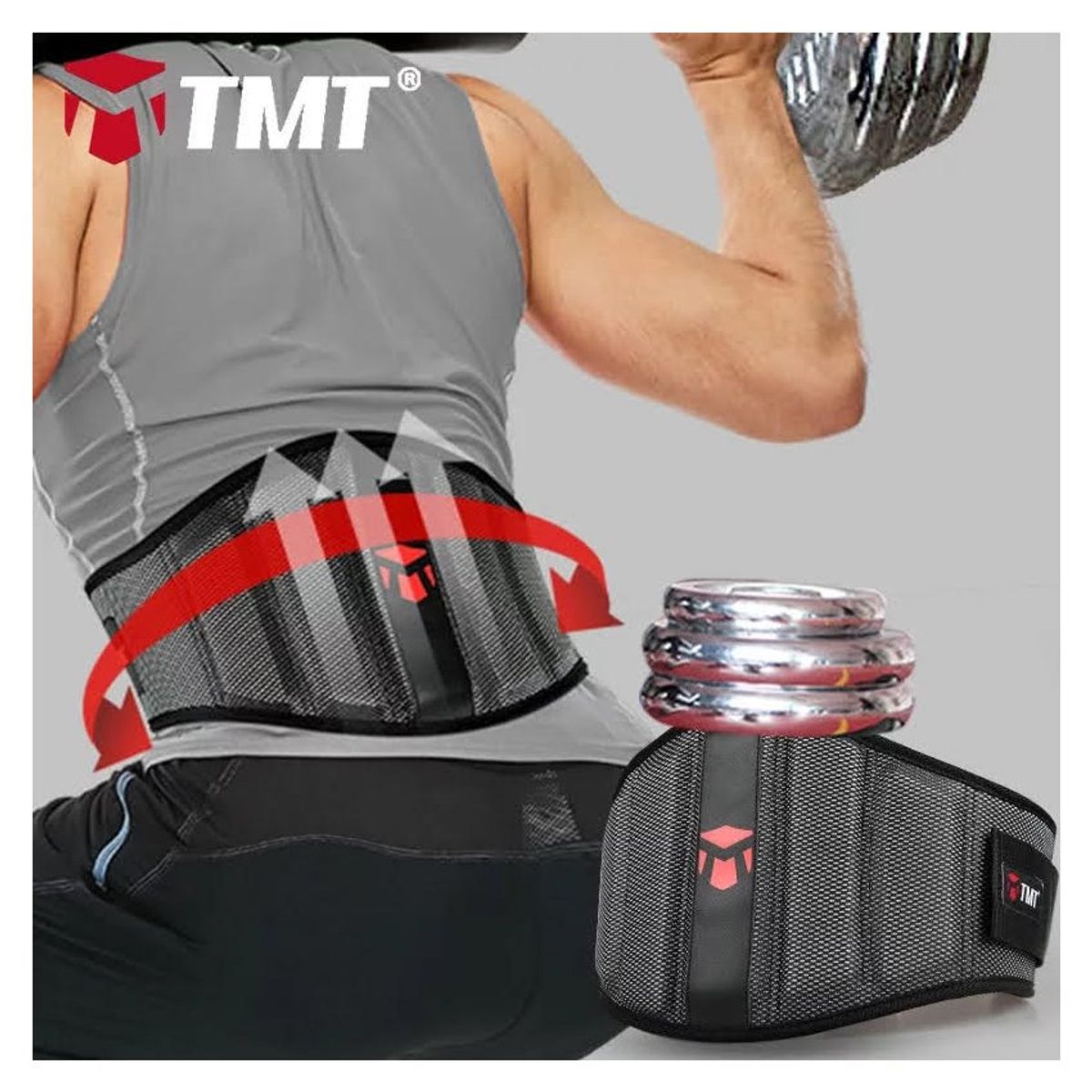 GENERICO - Cinturon soporte lumbar levantamiento de pesas - talla L