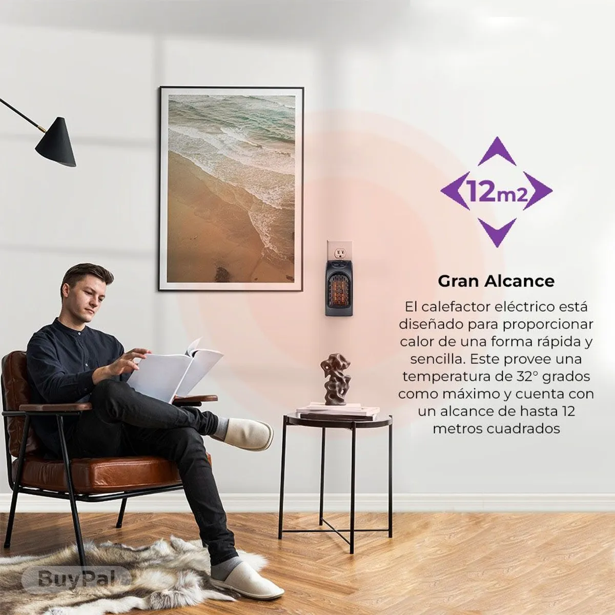 BUYPAL - Calefactor Portatil Regulable 400W con Temporizador y Control