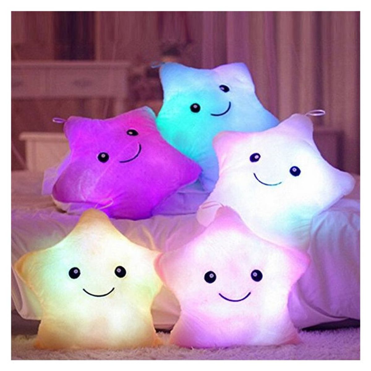 GENERICO - Almohada estrella de peluche led luminoso