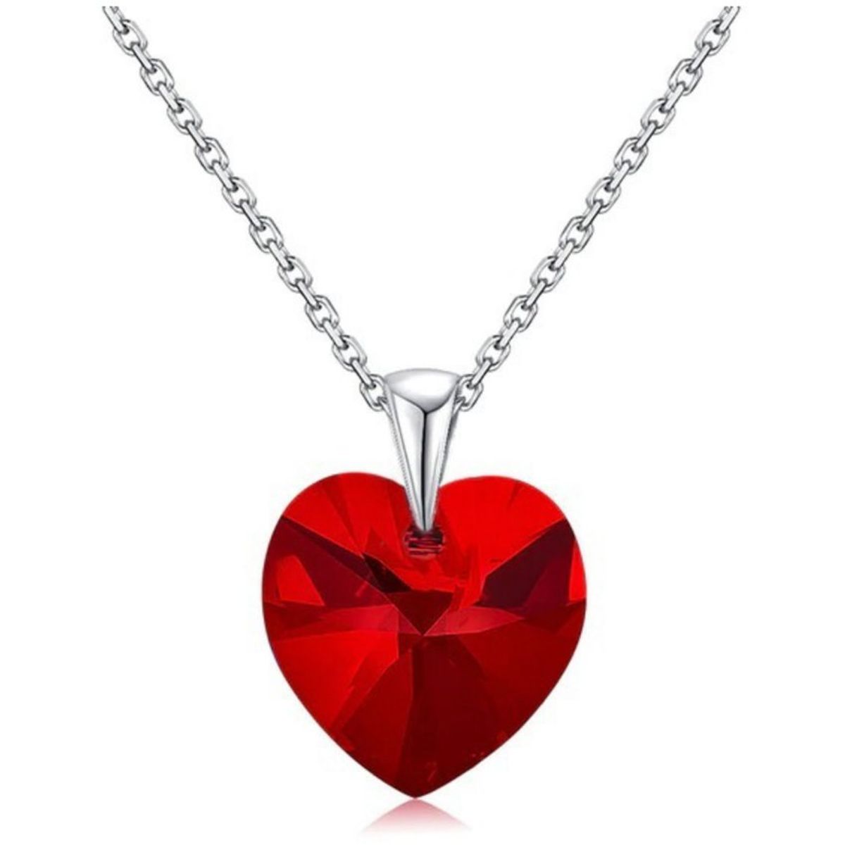 SIFRAH SHOP - Collar de Acero para Mujer con Cristal Corazón Rojo