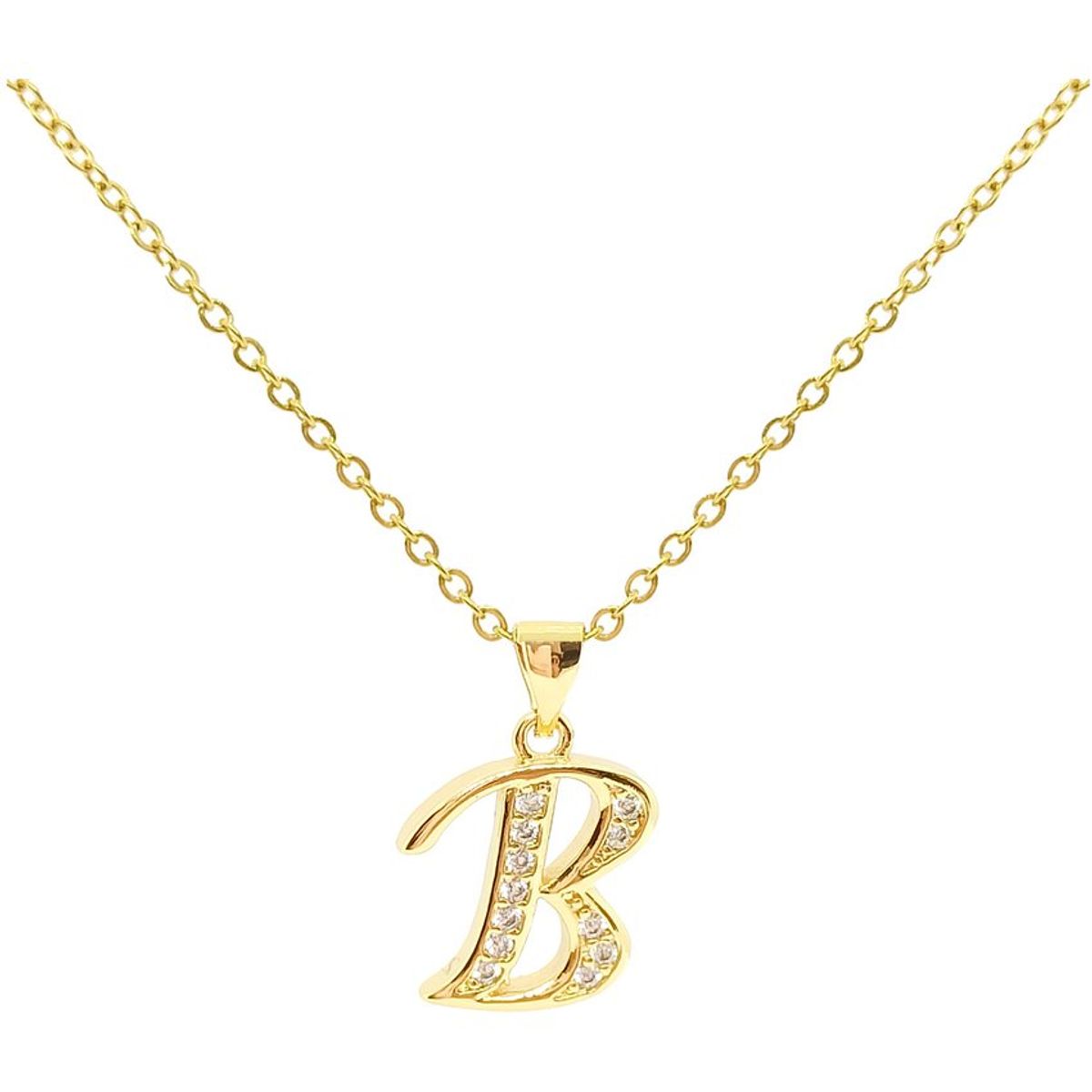 SIFRAH SHOP - Collar de Acero para Mujer con Letra Inicial B y Circones Brillantes