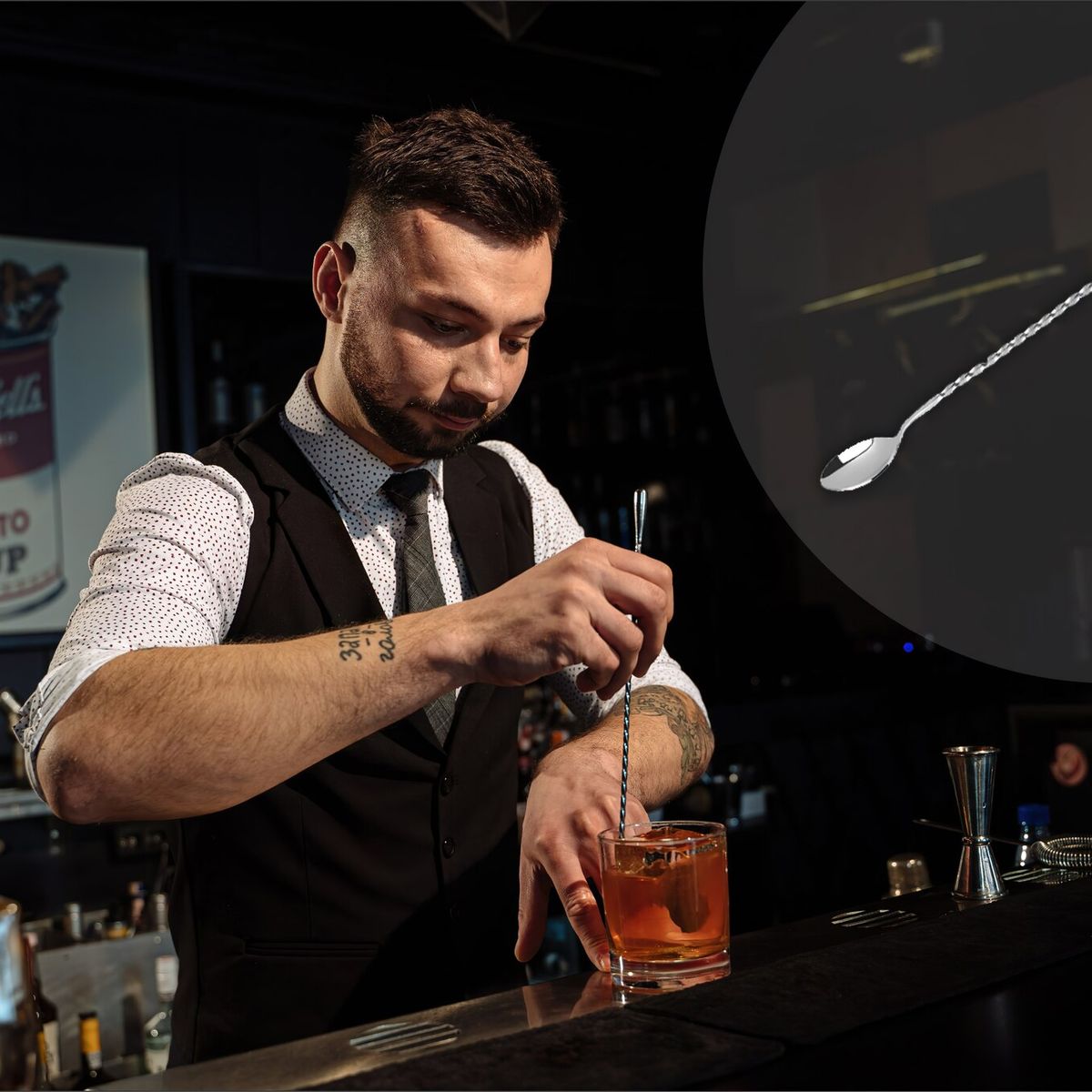 OEM - Cuchara de Bar medida 30 cm Marca INOXIBAR PACK 4 UNDS