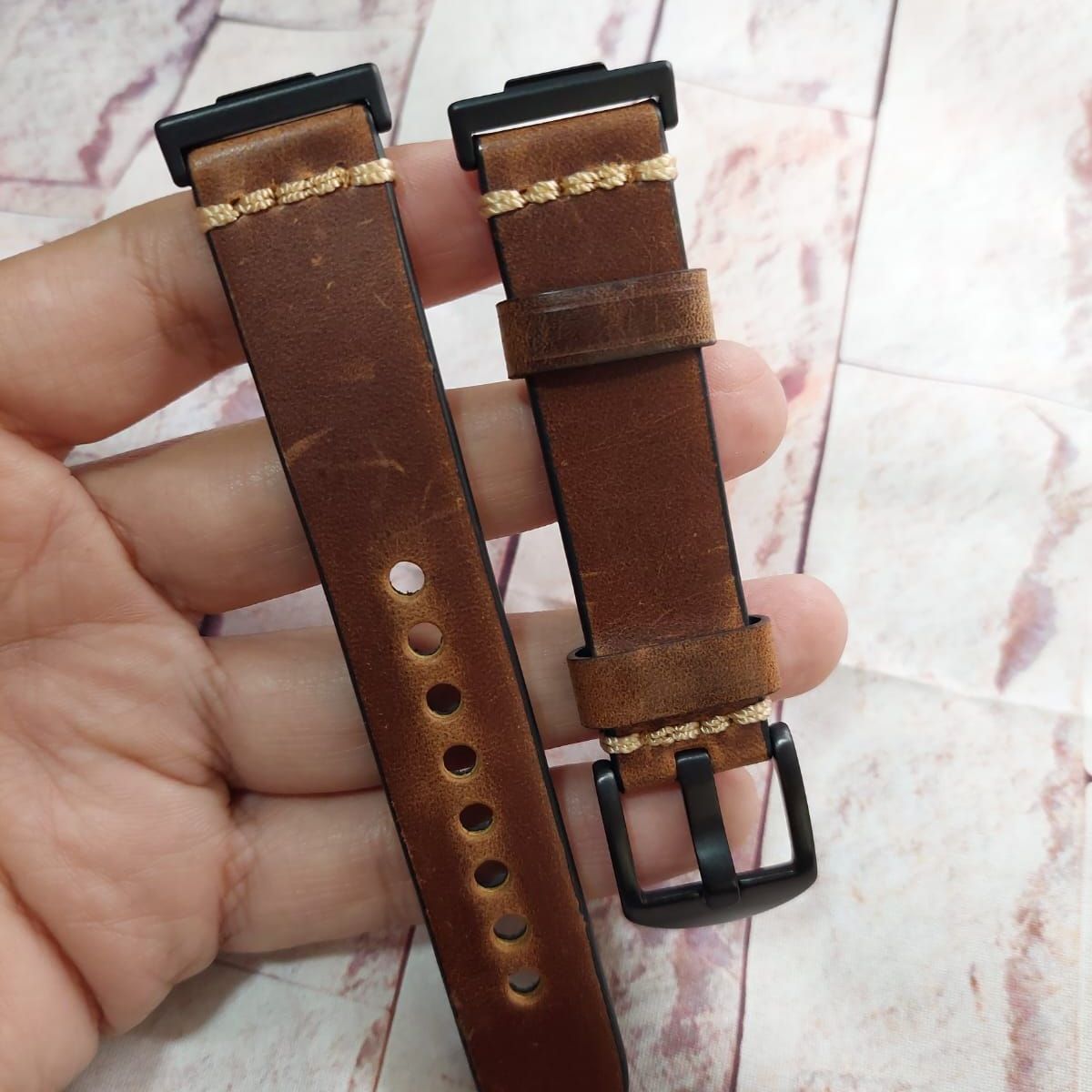 GENERICO - Correa de Cuero 1 para HUAWEI WATCH FIT 2 - Marron