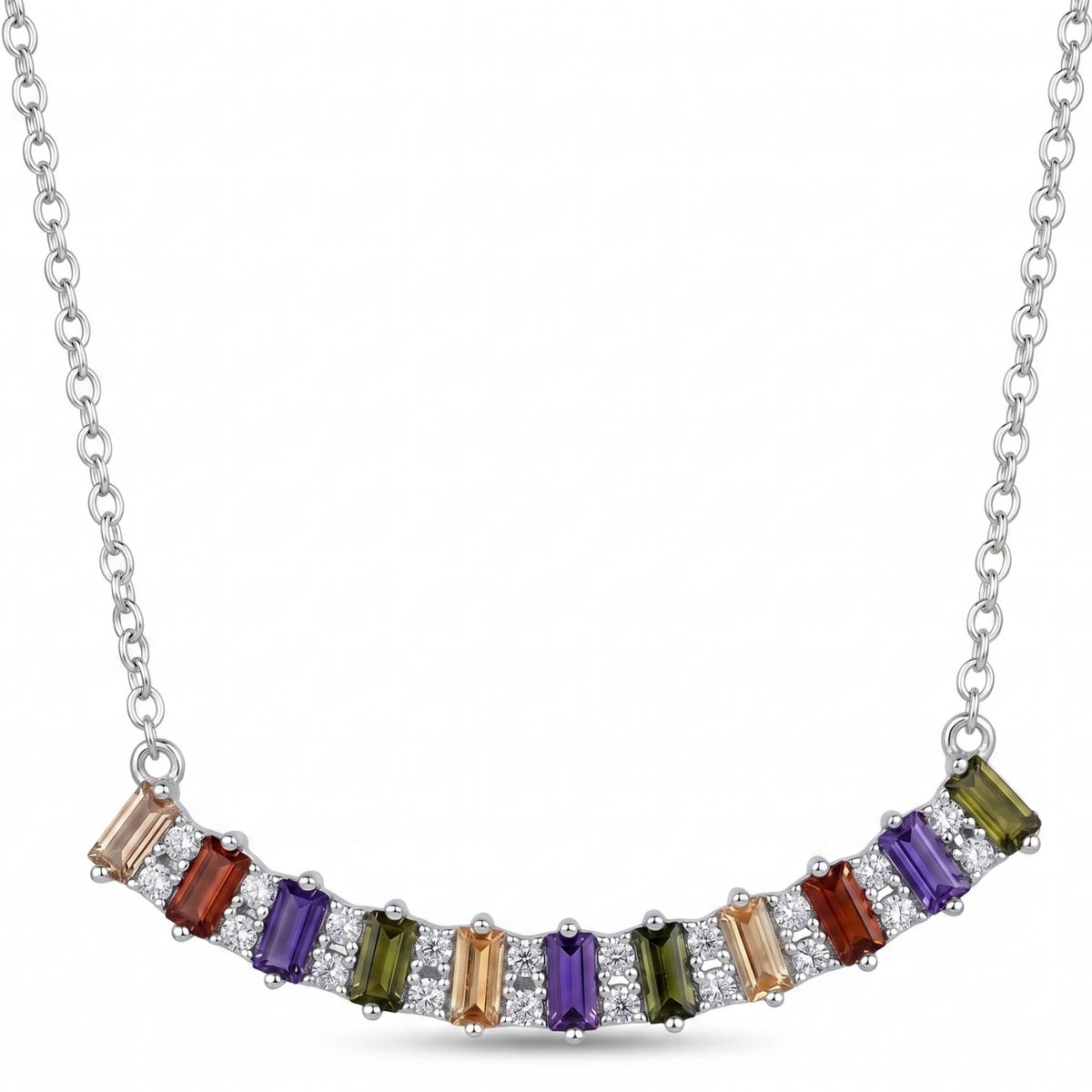KARMY - Collar Elegante Mujer Circonitas Colores Regalo Novia Plata 925