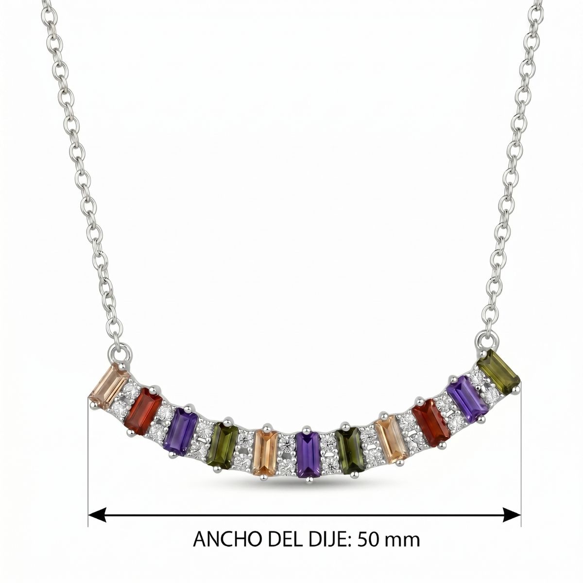 KARMY - Collar Elegante Mujer Circonitas Colores Regalo Novia Plata 925
