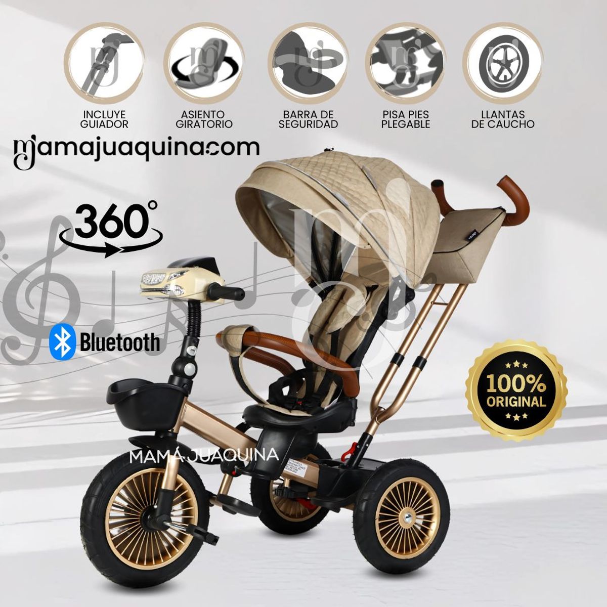 VOYAGE - Triciclo Guiador 3 En 1 «GOLDEN II NEW COLLECTION» USB Beige