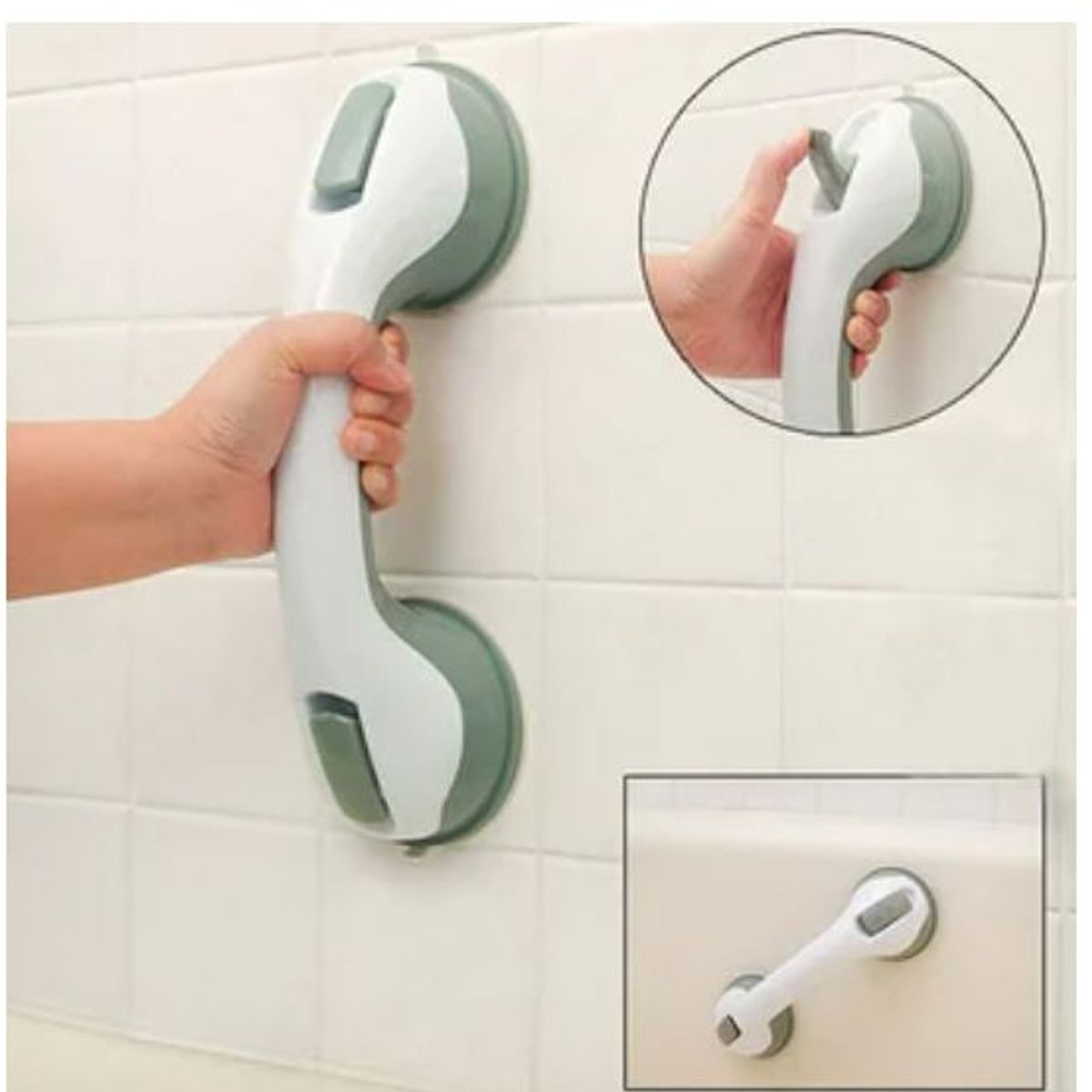 GENERICO - Estante de baño 3 niveles blanco+barra agarradera para ducha