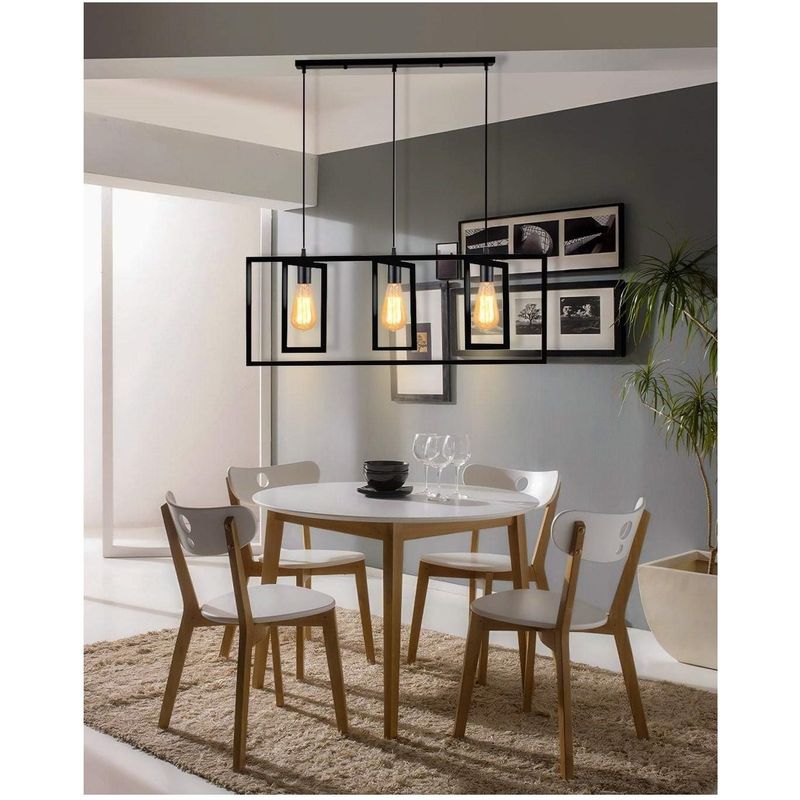 GENERICO - Lámpara colgante de metal rectangular Incluye tres focos