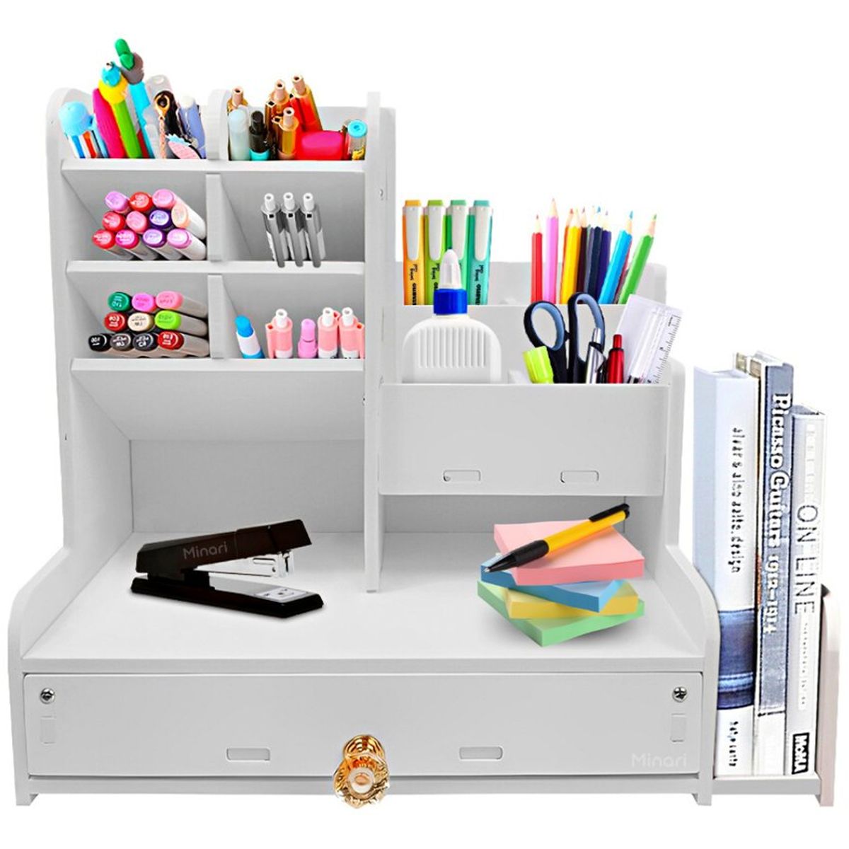 GENERICO - Estante organizador de escritorio oficina y papelería con librero 84l