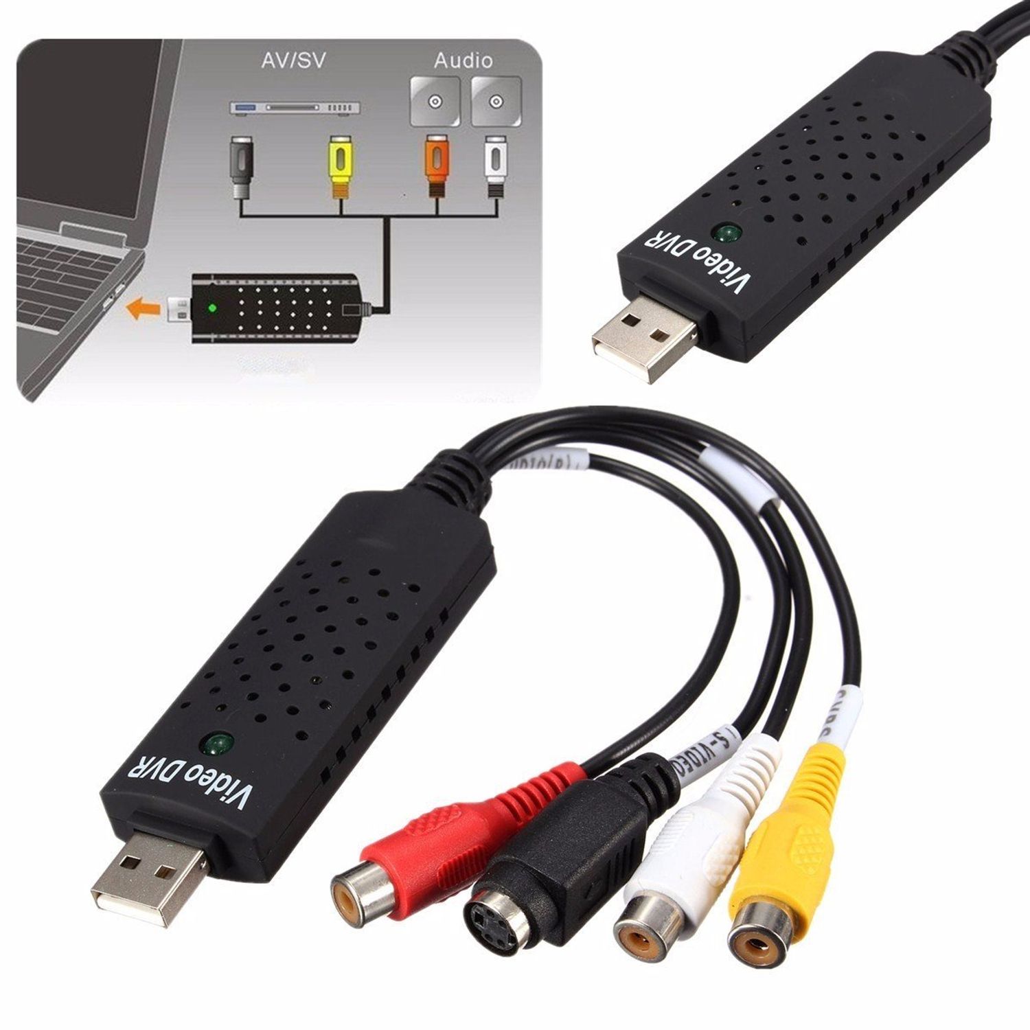 Convertidor VHS A Digital USB 2.0 - Captura Video Y Audio, Compatible NTSC/PAL/SECAM, Para Windows