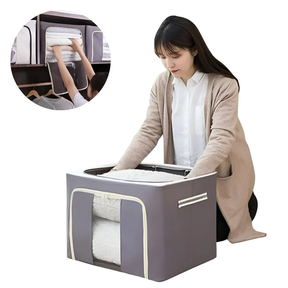 ELMEJORPRECIO - Cesta De Almacenamiento Multiuso Para Sabana Juguetes Gris