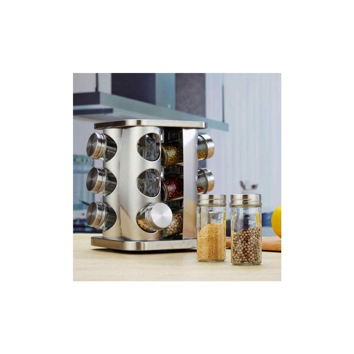 OEM - Organizador  condimentero giratorio de 12 pcs-acero