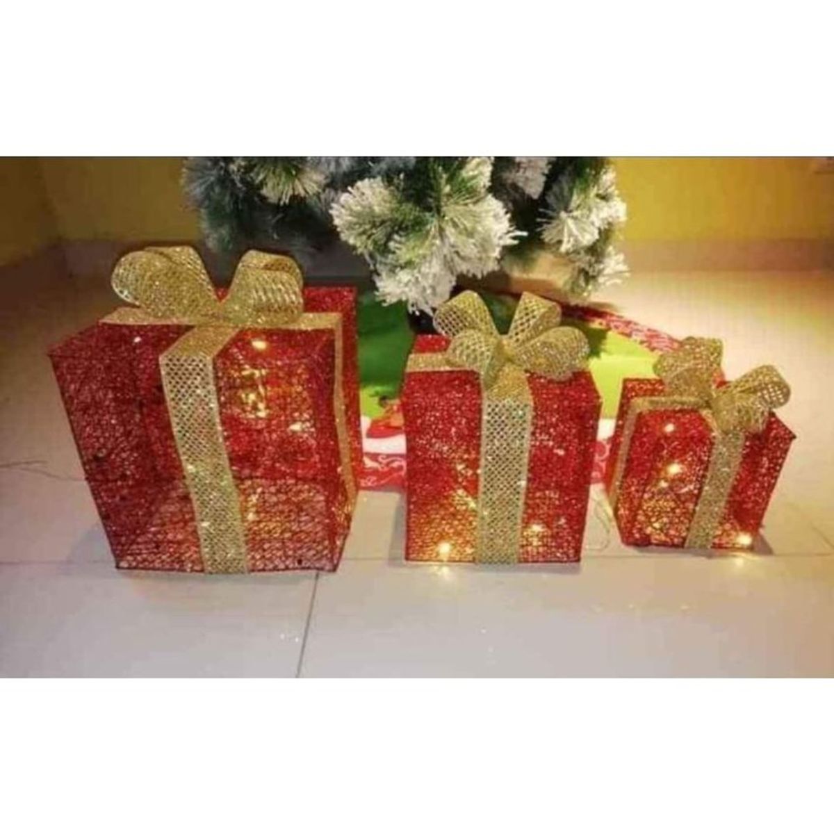 GENERICO - Set de 3 cajas de regalo adorno para navidad