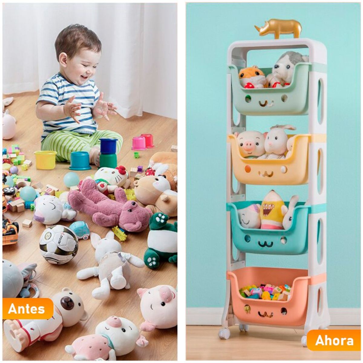 GENERICO - Organizador estante multifuncional 4 niveles kawaii niños