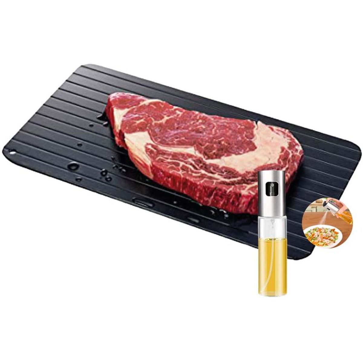 GENERICO - Combo cocina tabla descongeladora defrost rociador spray de aceite