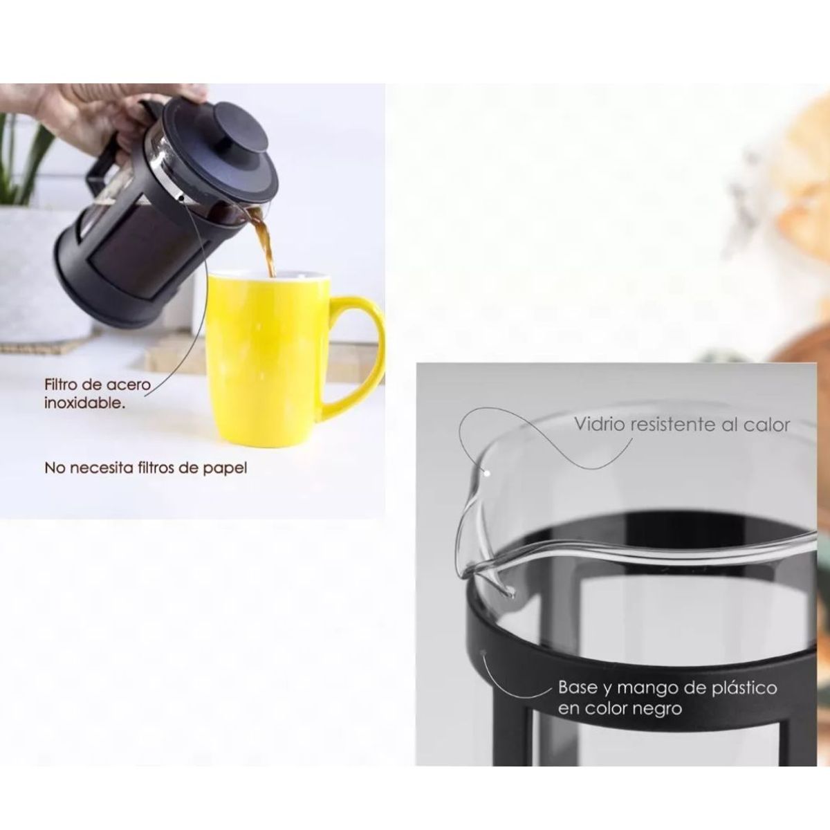 INSPIRA MARKET - Cafetera prensa francesa 1000 ml