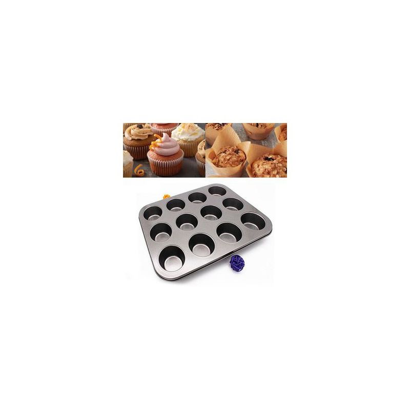 GENERICO - Bandeja cupcake hornear pasteles molde antiadherente 12 espacios