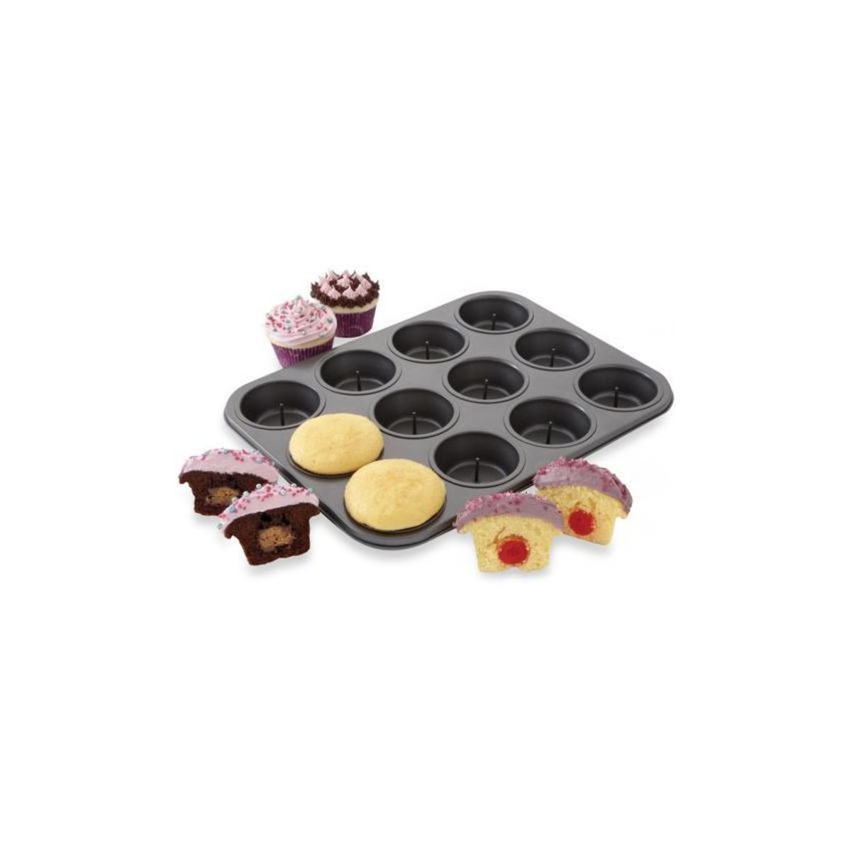 GENERICO - Bandeja cupcake hornear pasteles molde antiadherente 12 espacios