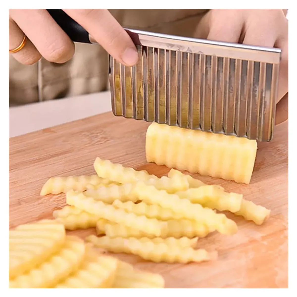 GENERICO - Cuchillo ondulado de acero inoxidable para papas fritas y vegetales