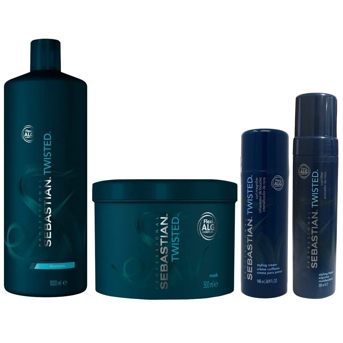 SEBASTIAN - Shampoo 1000ml + Mascarilla + Crema + Mousse Sebastian Twisted