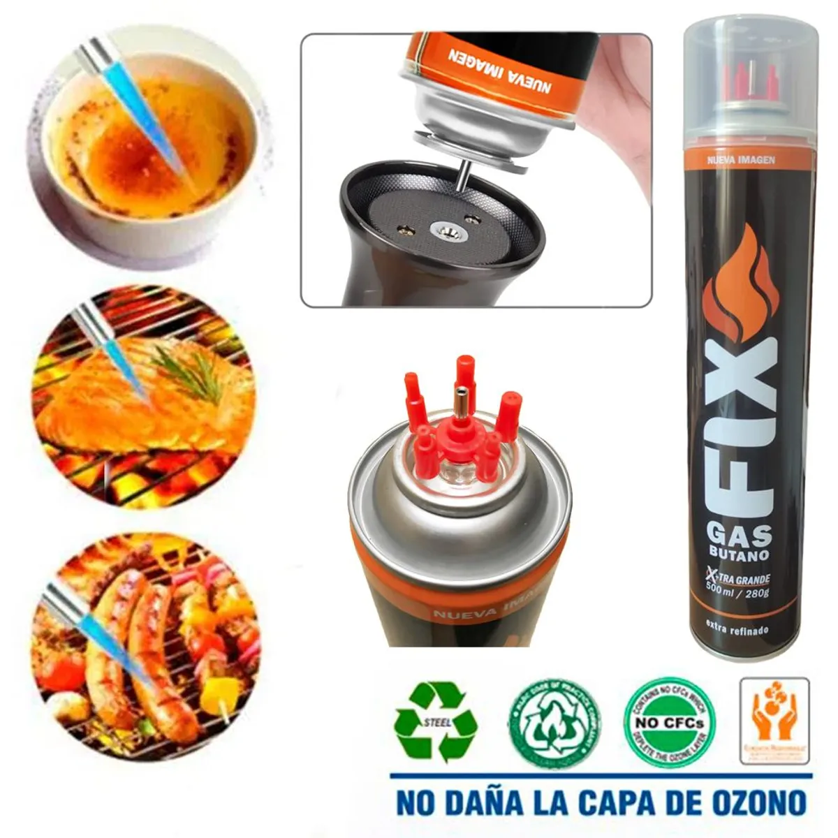 FIX - Gas Butano FIX Ultra Refinado Recarga Todo Tipo Encendedores sopletes