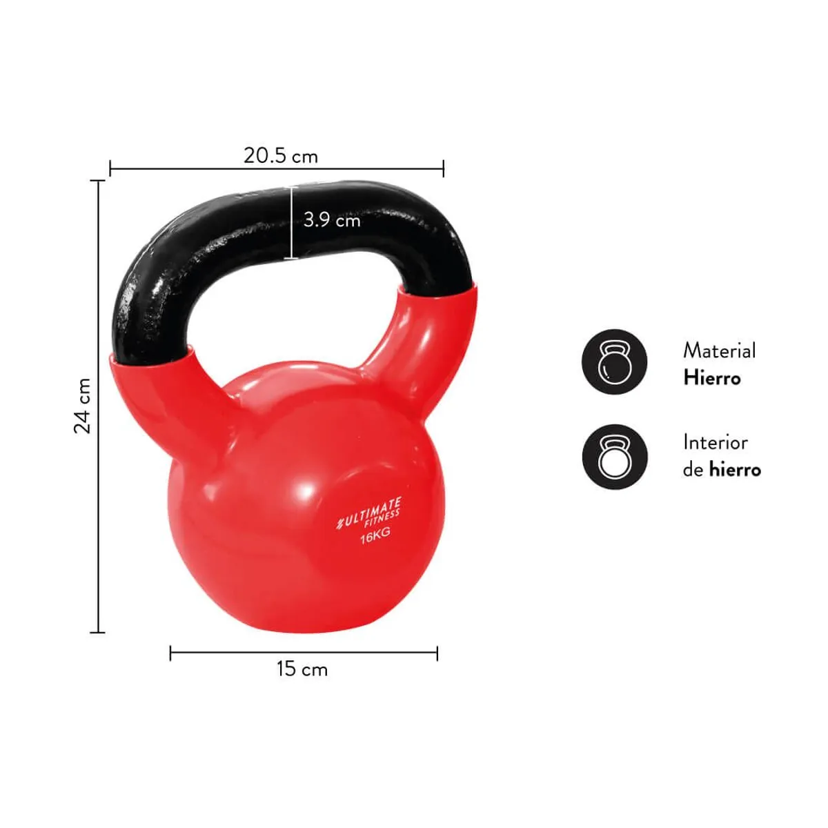 ULTIMATE FITNESS - Kettlebell Pro - Pesa Rusa 16 kg
