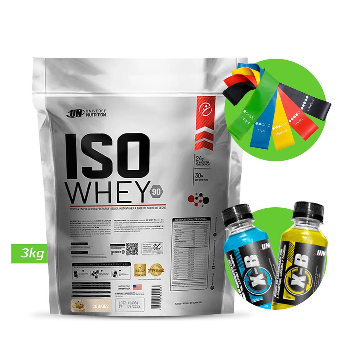UNIVERSE NUTRITION - ISO WHEY 3 KG PROTEINA UN COOKIES+ REGALOS
