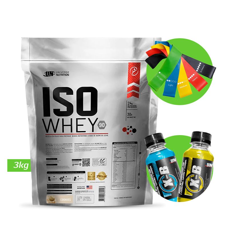 UNIVERSE NUTRITION - ISO WHEY 3 KG PROTEINA UN COOKIES+ REGALOS