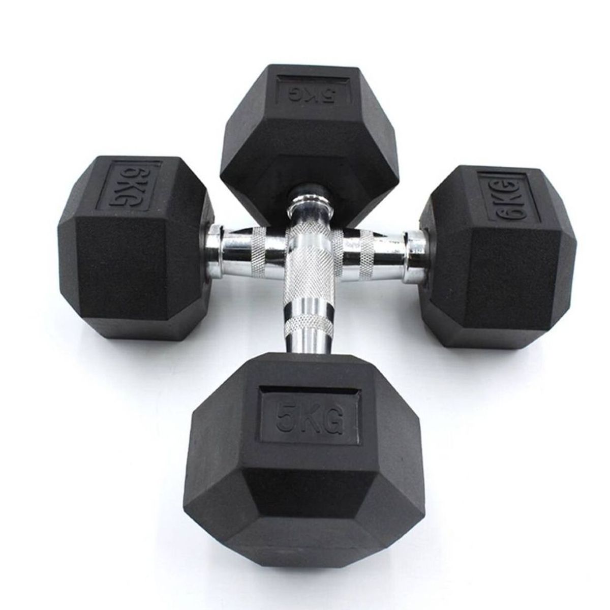 HOLGU - Par De Mancuernas Hexagonales 5kg De Caucho