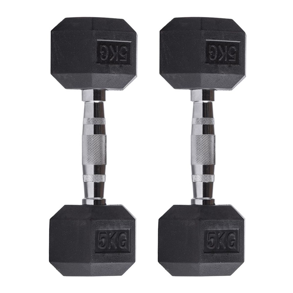 HOLGU - Par De Mancuernas Hexagonales 5kg De Caucho