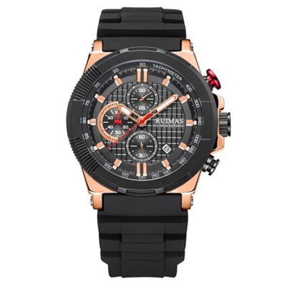 RUIMAS - Reloj Ruimas Acero Oro Rosa Negro y Silicona Negro RUI-23