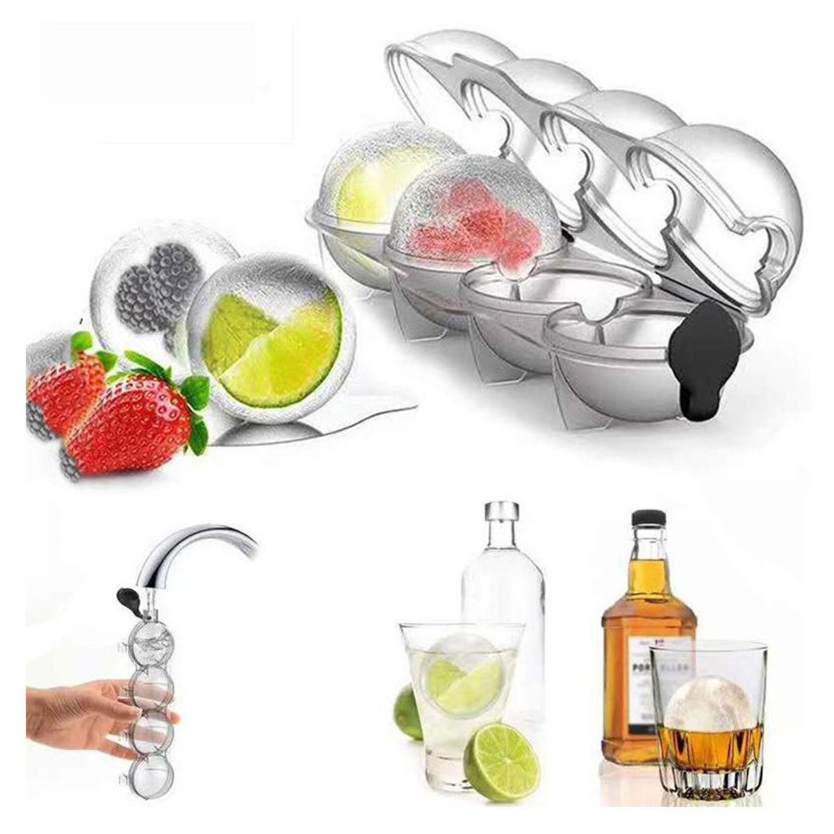 GENERICO - Molde de hielo en esferas cubitos de hielo redondos bolas de hielo