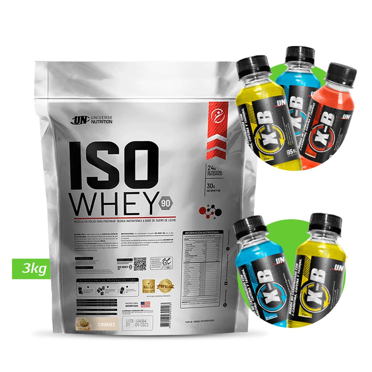 Universe Nutrition - ISO WHEY 3 KG PROTEINA UN COOKIES+ REGALOS