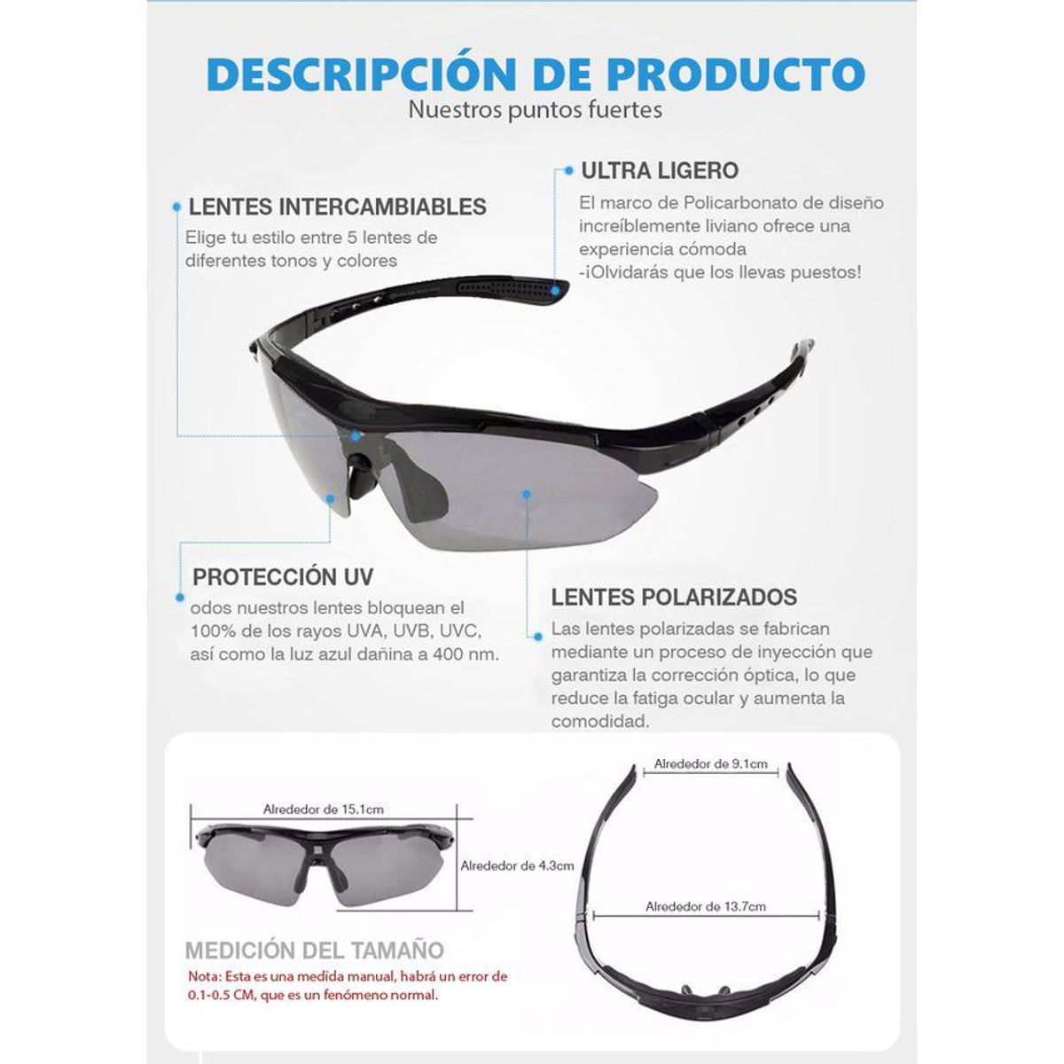 ROCKBROS - Lentes de sol polarizados con protección uv400 - rockbros